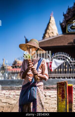 Local people, Inle lake, Myanmar, Asia. Stock Photo