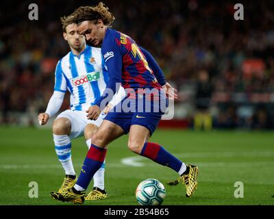 BARCELONA, SPAIN - MARCH 07: Antoine Griezmann of FC Barcelona in action during the Liga match between FC Barcelona and Real Sociedad at Camp Nou on March 07, 2020 in Barcelona, Spain. Stock Photo