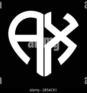 Two letters A and X forming heart shape monogram Stock Vector