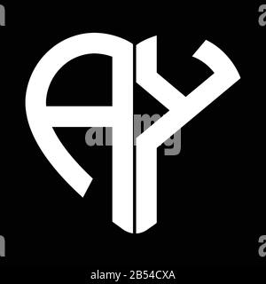 Two letters A and Y forming heart shape monogram Stock Vector