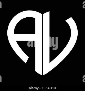 Two letters A and V forming heart shape monogram Stock Vector