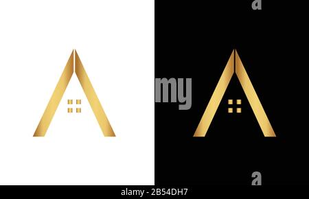A roof logo vector with letter A Stock Vector