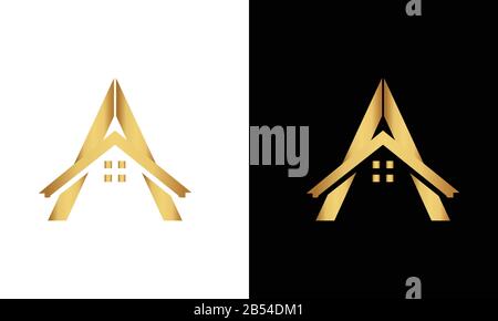 Letter A and roof logo vector Stock Vector