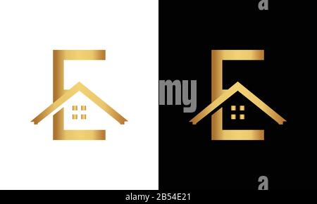 Letter E and roof logo vector Stock Vector