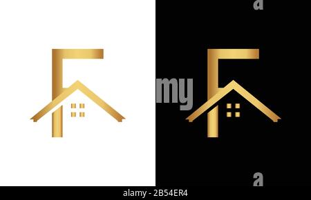 Letter F and roof logo vector Stock Vector