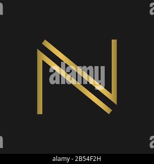 N , NV , VV golden letter logo design with creative modern typography Stock Vector