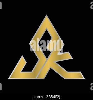 SK KS golden Triangle Monogram Logo Vector Design Super Hero Concept Stock Vector