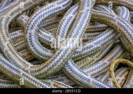 Thick ropes for ships in Bergen, Norway Stock Photo