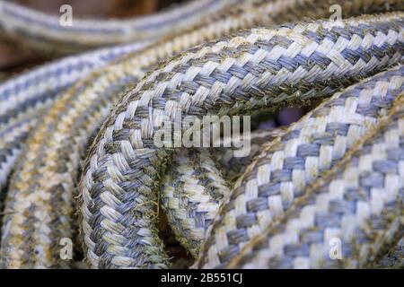 Thick ropes for ships in Bergen, Norway Stock Photo