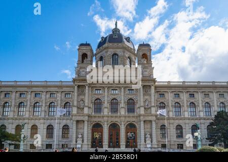 Vienna, Austria - March 2020: Kunsthistorisches Museum architecture (Art History Museum) in Marie-Theresien Platz square in Vienna, Austria. Stock Photo