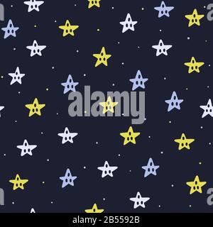 Hand drawn stars seamless pattern. Fantasy background Stock Vector