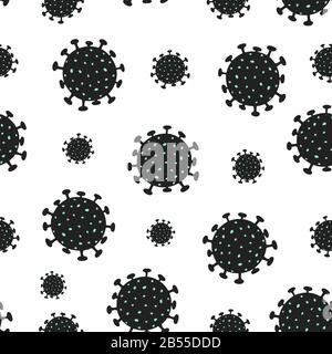 Coronavirus bacteria seamless pattern. Creative 2019-nCoV COVID-19 virus Stock Vector