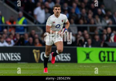 London, UK. 7th March 2020, Rugby Union Guinness Six Nations Championship, England v Wales, Twickenham, 2020, 07/03/2020  Henry Slade of England  Credit:Paul Harding/Alamy Live News Stock Photo