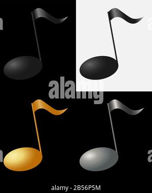 black minimal music logo in the form of an eighth note set Stock Vector