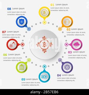 Infographic template with bitcoin icons, stock vector Stock Vector