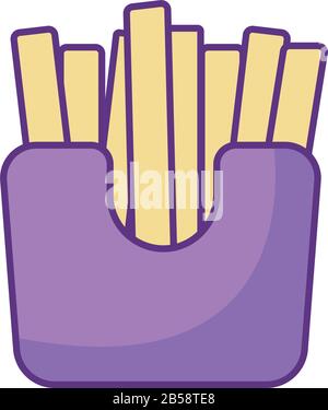 french fries box icon over white background, flat style, vector illustration Stock Vector