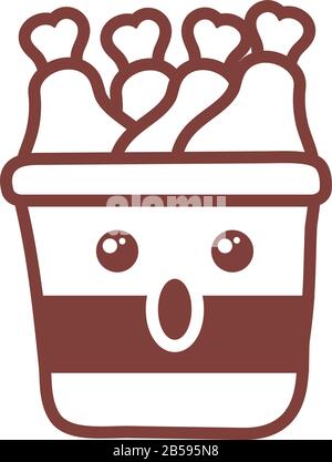 container with chicken leg , line style icon vector illustration design Stock Vector