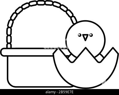 chick in basket on white background vector illustration design Stock Vector