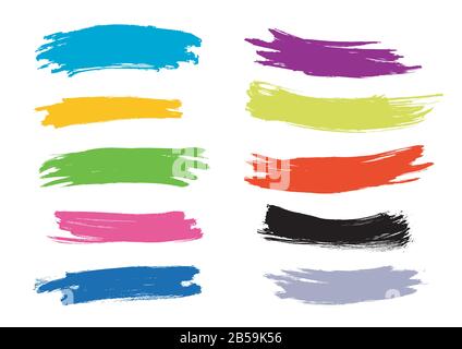 Brush strokes, grunge backgrounds. Set of colorful Brush strokes on white background. Vector available Stock Vector