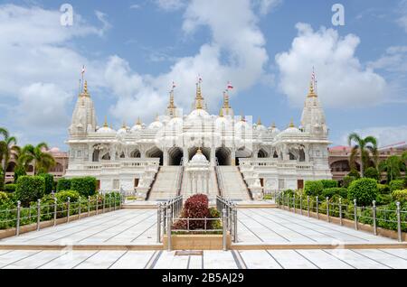 Entirely made of White Marble, Shri Swaminarayan Mandir, Bhuj, Kutch, Gujarat, India Stock Photo