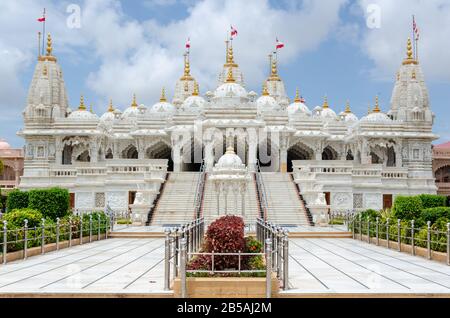 Entirely made of White Marble, Shri Swaminarayan Mandir, Bhuj, Kutch, Gujarat, India Stock Photo