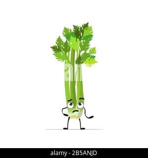 cute celery character cartoon mascot vegetable healthy food concept isolated vector illustration Stock Vector