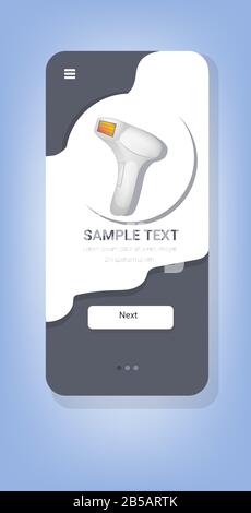 modern laser epilator hair removal skin care concept smartphone screen mobile app vertical copy space vector illustration Stock Vector