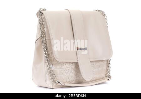 white leather bag on a white background Stock Photo