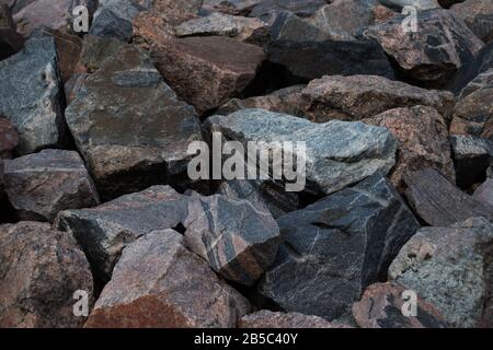 A pile of large pieces of stone or rock. Natural background. Copy space Stock Photo