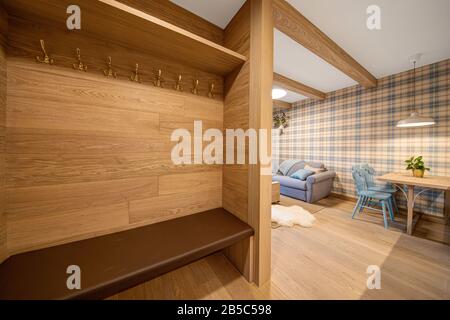 space for hanging coats in a modern apartment Stock Photo