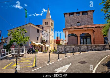 Colorful architecture of old town of Lovran street view, Opatija riviera of Croatia Stock Photo