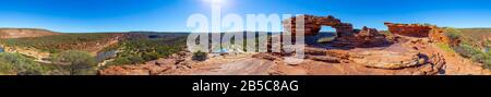 A panoramic shot of Nature's Window in the Kalbarri National Park, Western Australia Stock Photo