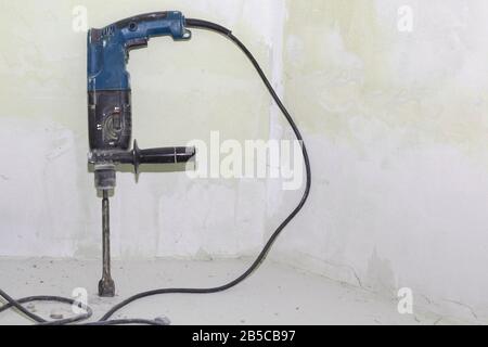 electric drill, perforator, repair in the house. Stock Photo