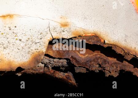 Rusty iron sheet, metal oxidation. Corrosion protection. Stock Photo