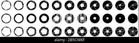 Camera diaphragm values. Different lens aperture values Stock Vector