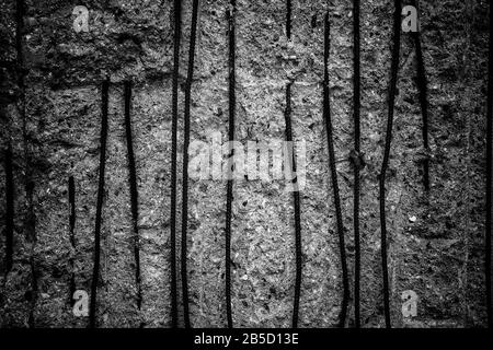 Remains of Berlin wall, detail of old concrete wall, Germany Stock Photo