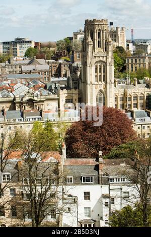 The beautiful Bristol skyline with the Wills Tower of Bristol University in the foreground, Bristol, Avon, England, Uk Stock Photo