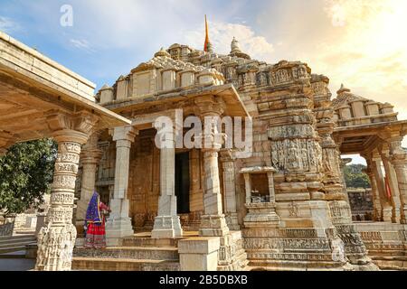 Ancient Hindu temple ruins architecture at Chittorgarh Fort. Chittor Fort is a UNESCO World Heritage site at  Udaipur, Rajasthan, India Stock Photo