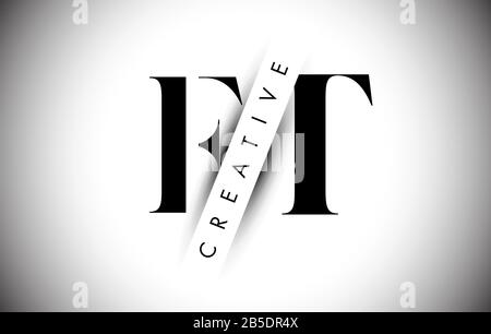 FT F T Letter Logo with Creative Shadow Cut and Over layered Text Vector Illustration Design. Stock Vector