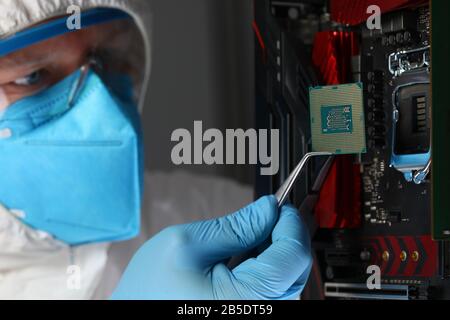 Man technician in uniform Stock Photo