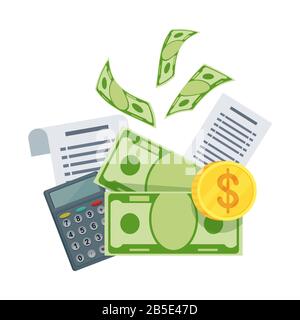 Bill payment calendar. Flat vector cartoon illustration. Stock Vector