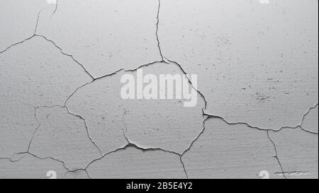 Old white cracked plaster wall surface for background or texture Stock Photo