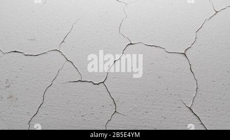 Old white cracked plaster wall surface for background or texture Stock Photo