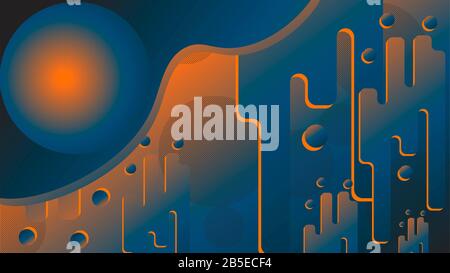 Background templates with blue and orange color for desktop, phone Stock Photo