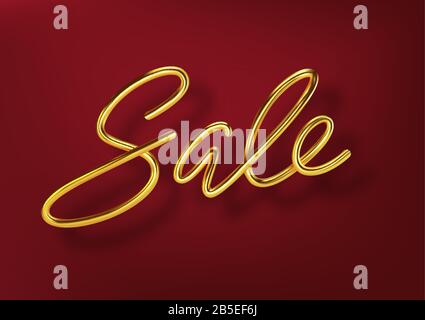 3D Realistic golden sale. Golden metallic Lettering for banner design. Template for products, advertizing, web banners, leaflets, certificates and Stock Vector