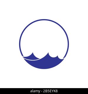 simple geometric blue waves circle round logo vector Stock Vector