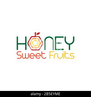 honey comb sweet fruit shape label logo vector Stock Vector