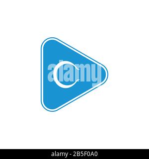 letter c simple curves triangle logo vector Stock Vector