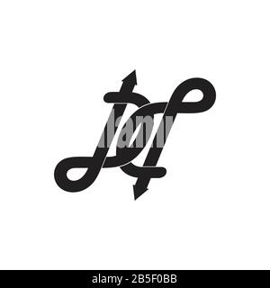 letter dd linked curves linear logo vector Stock Vector