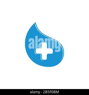 plus medical fresh water symbol logo vector Stock Vector